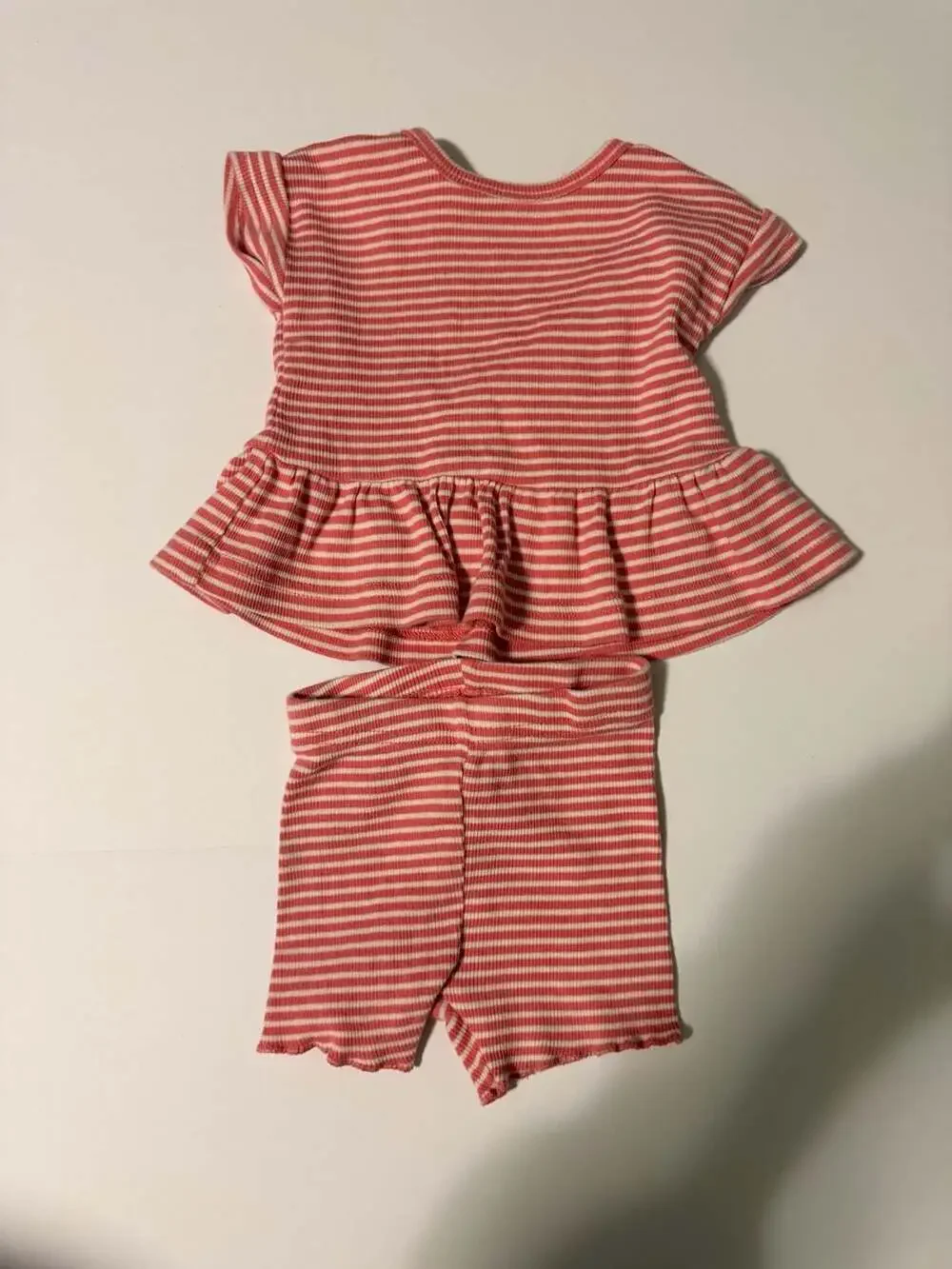 Carter's Just One You Baby Girls 2-Piece Ribbed Stripe Peplum Top and Shorts Set